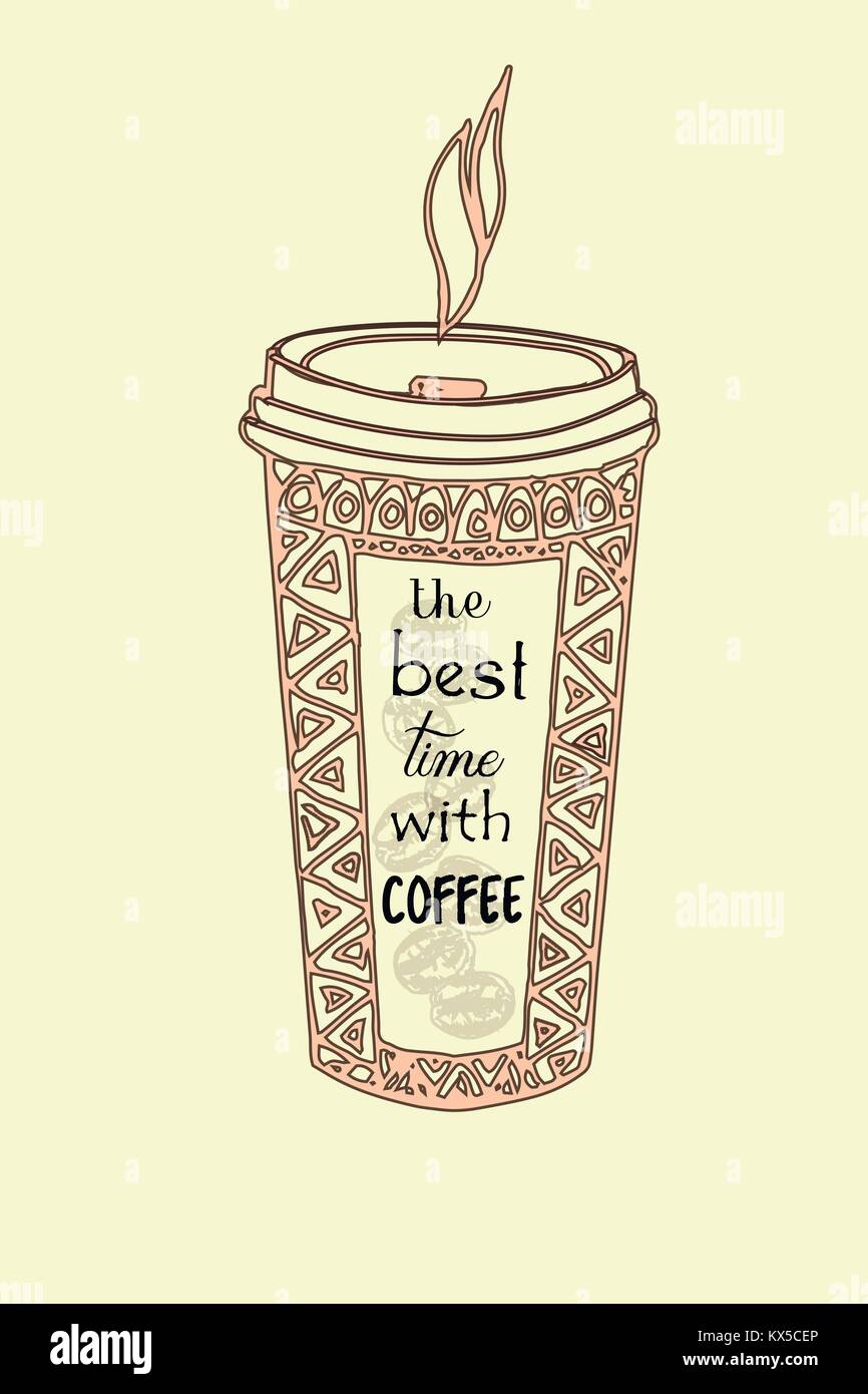 Hand drawn sketch of coffee cup. Isolated vector illustration Stock ...