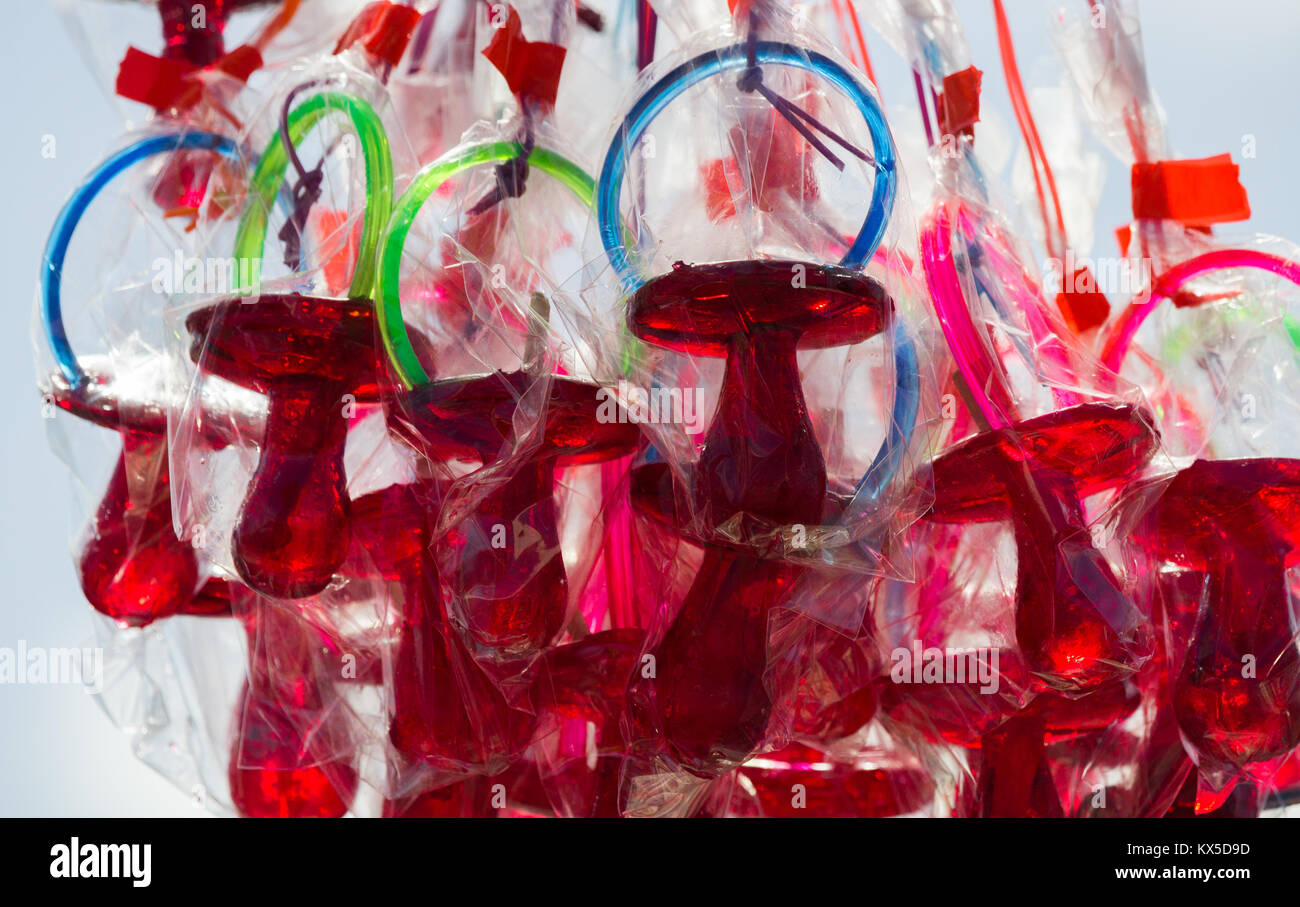 Candy dummies on sweet stall at carnival in Spain Stock Photo Alamy