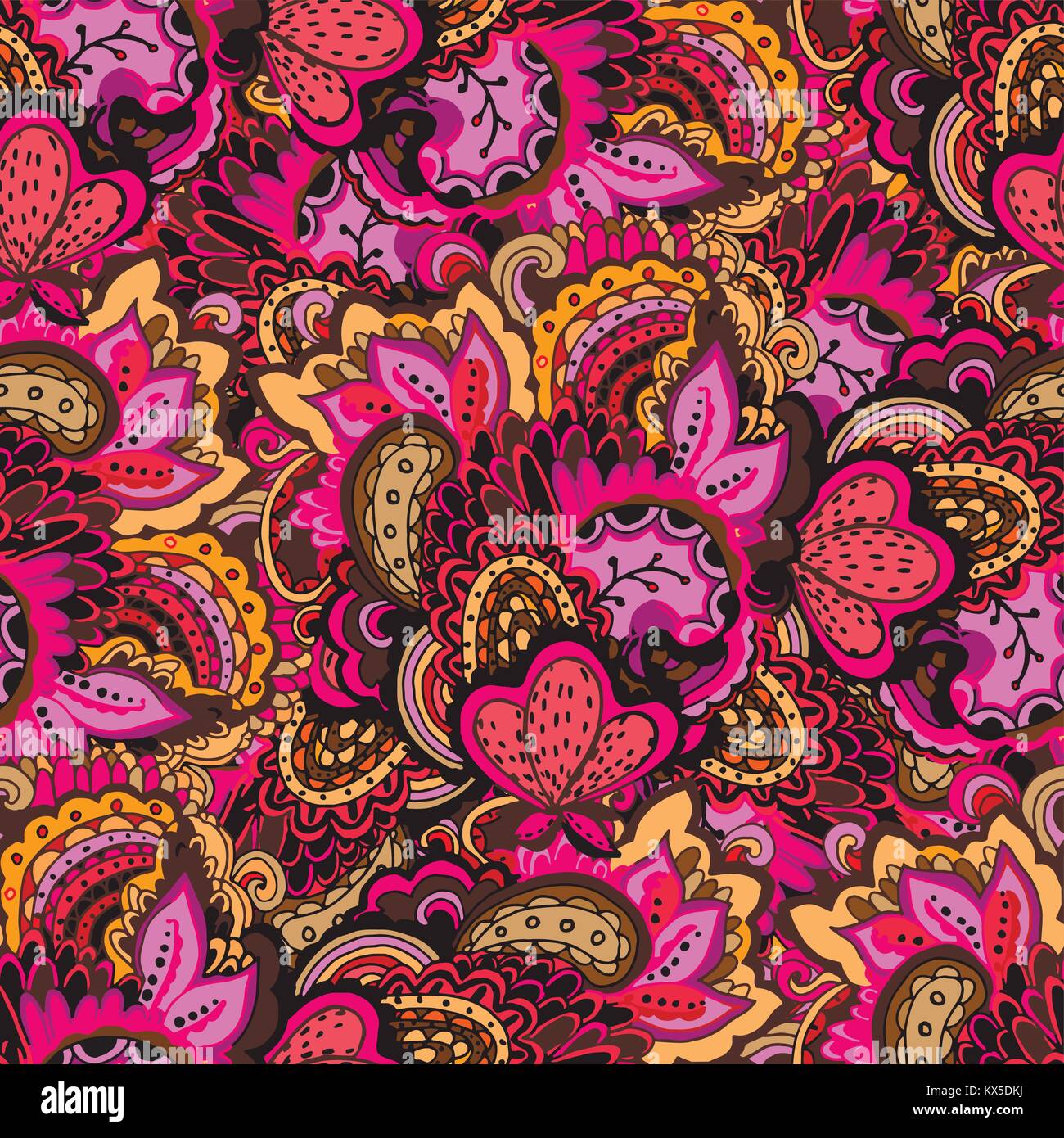 Seamless vector pattern of hand drawn sketch style colorful abstract ...
