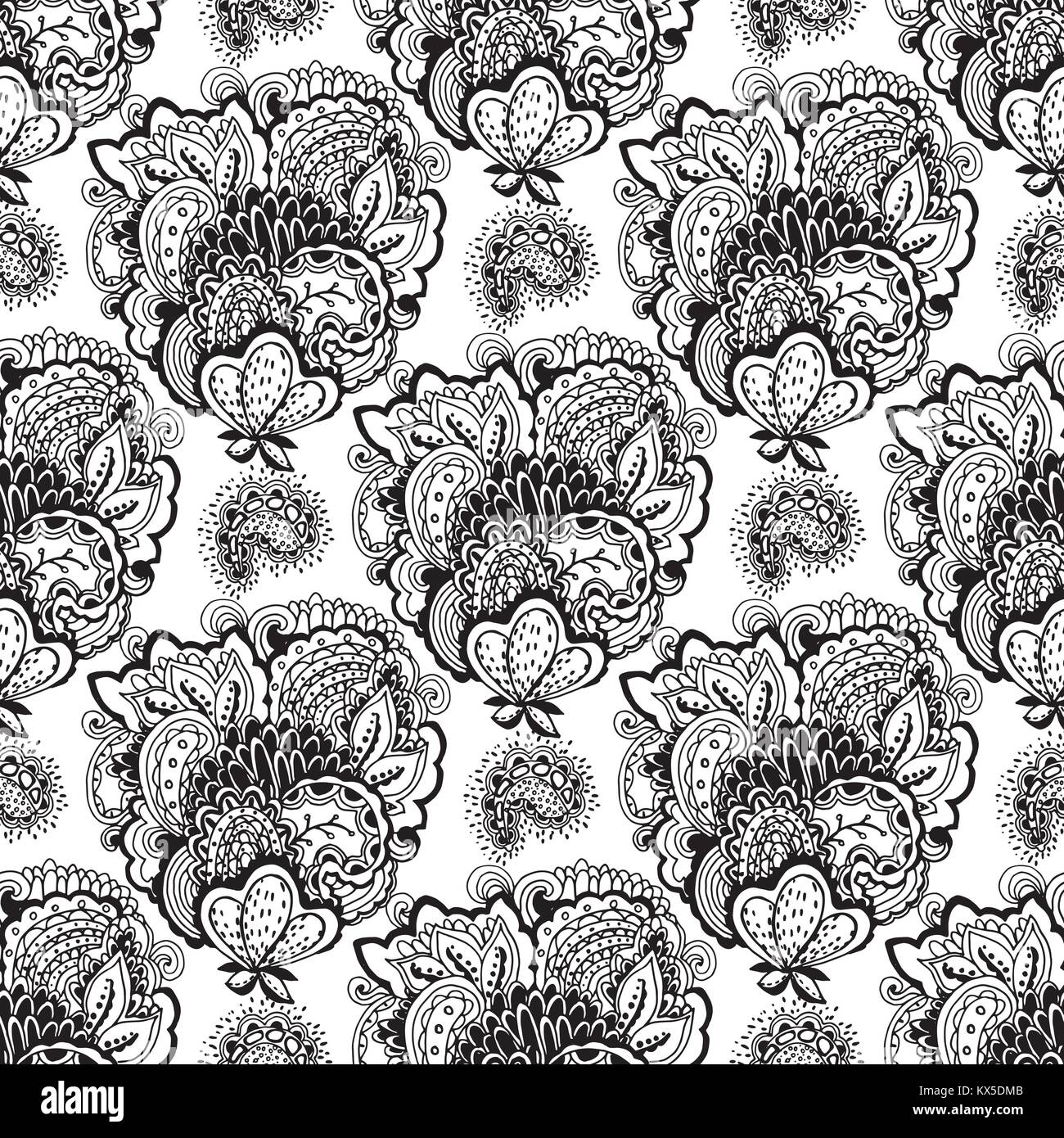 Seamless pattern of hand drawn sketch style abstract plants. Vector ...
