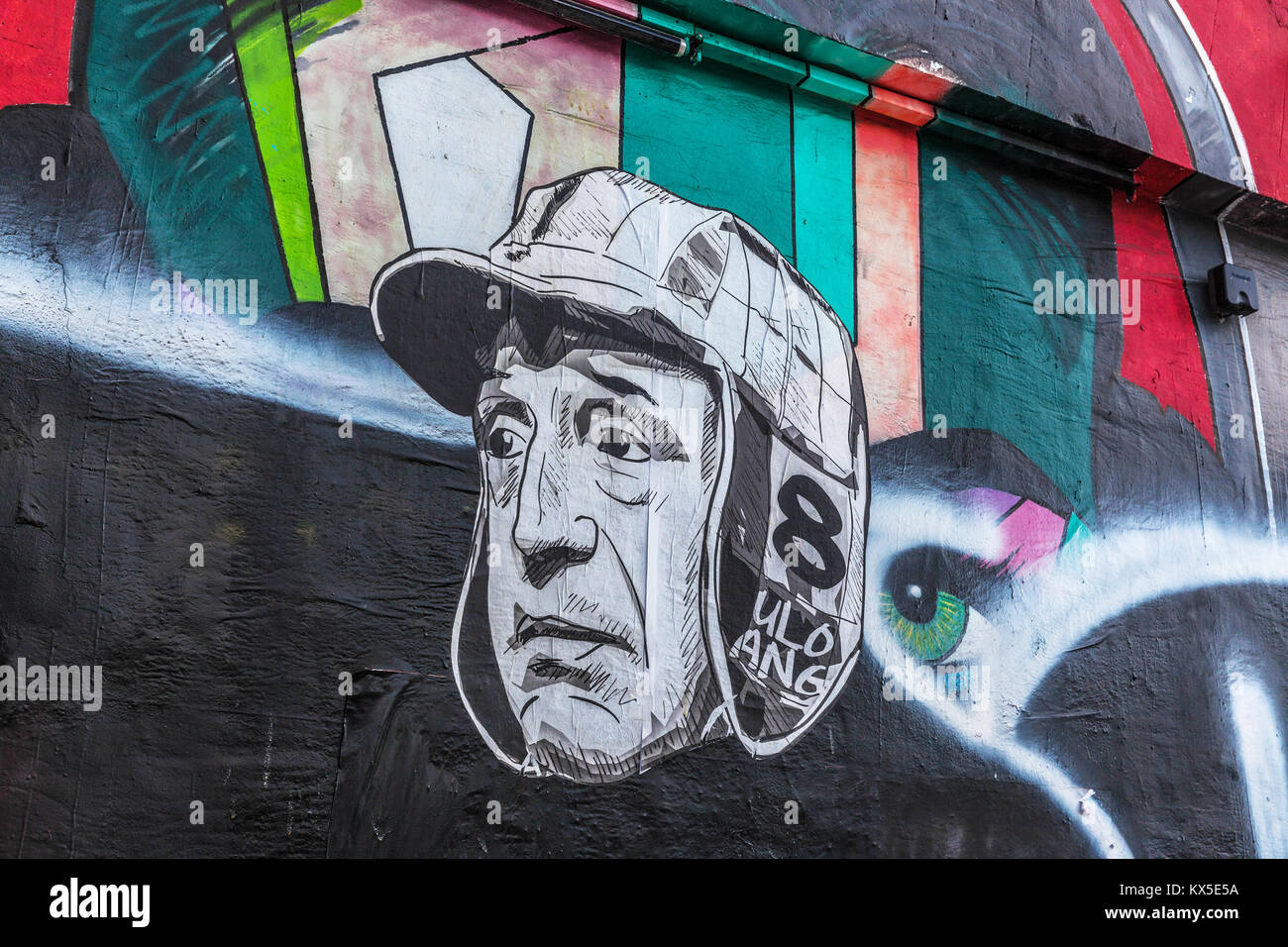 El Chavo sticker art, Wynwood, Miami, Florida, USA. Stock Photo