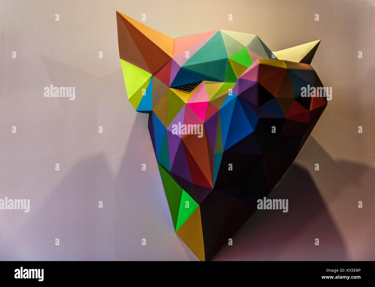 Pig head geometric sculpture, Wynwood Walls, Miami, Florida, USA Stock