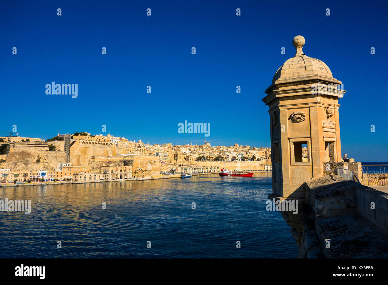 La Guardiola and grand harbour Valletta, european capital of culture in 2018, Malta, Europe Stock Photo