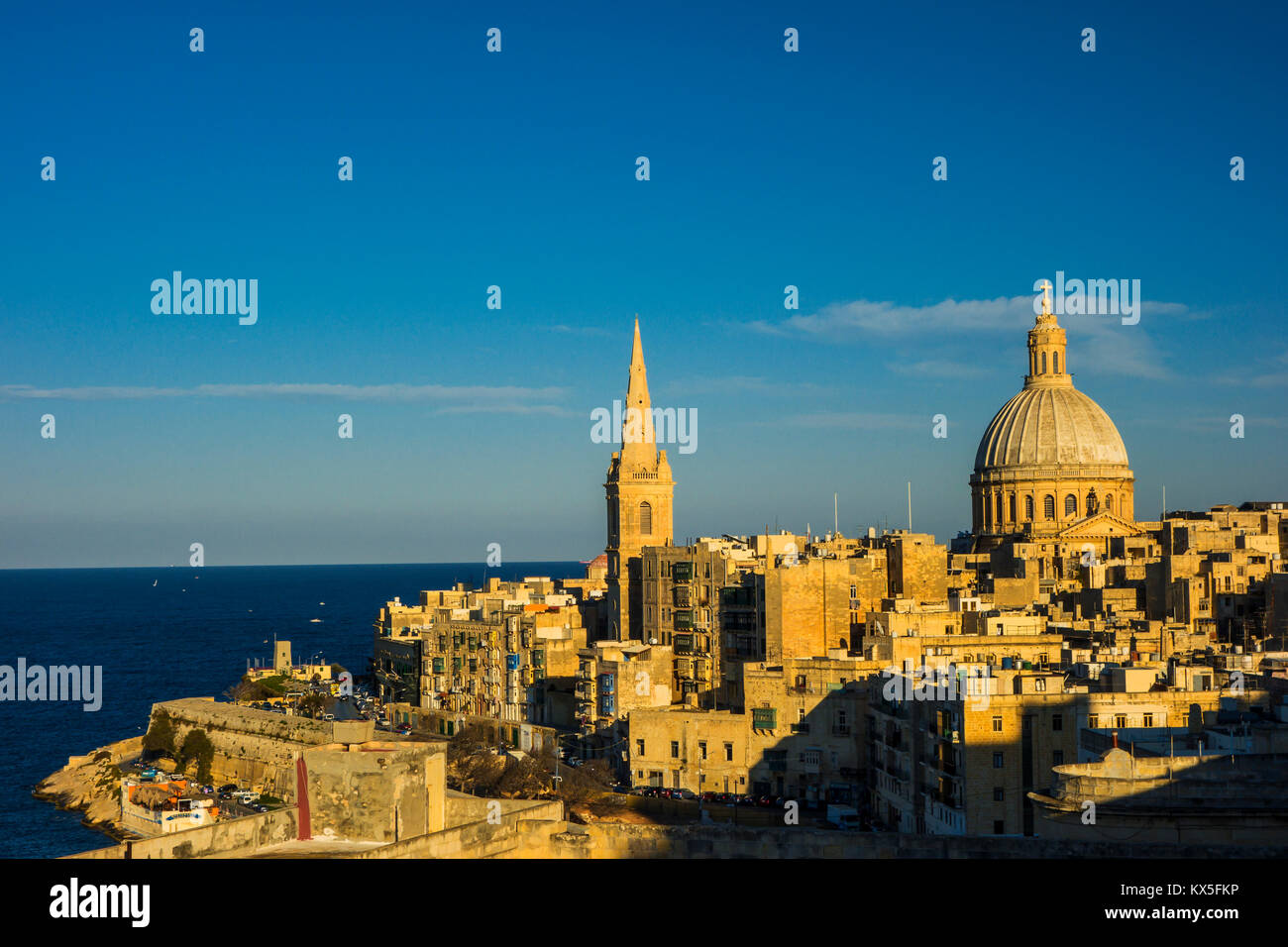 Dome and Carmelite church in Valletta, european capital of culture in 2018, Malta, Europe Stock Photo