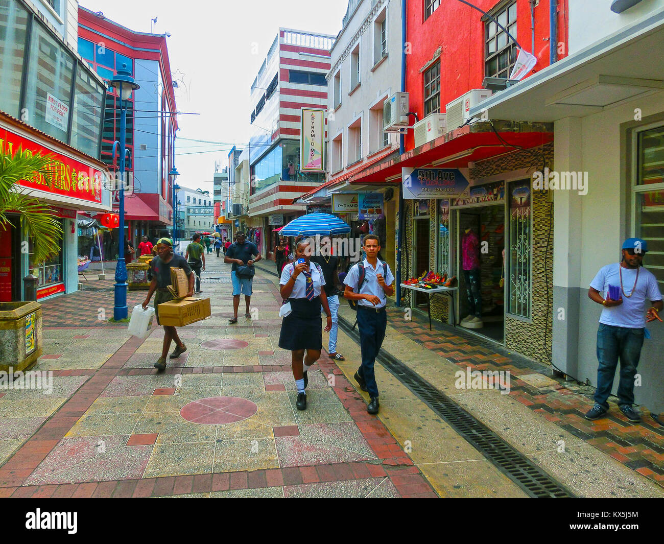 Bridgetown, Barbados - May 11, 2016: The streets at downtown of