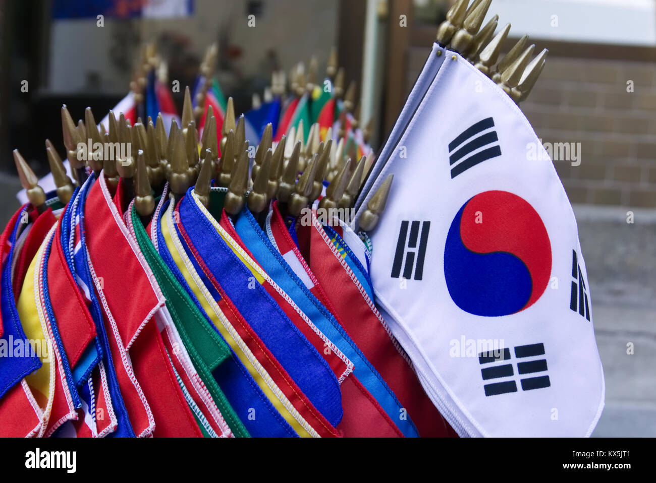 waving south korean flag Stock Photo Alamy