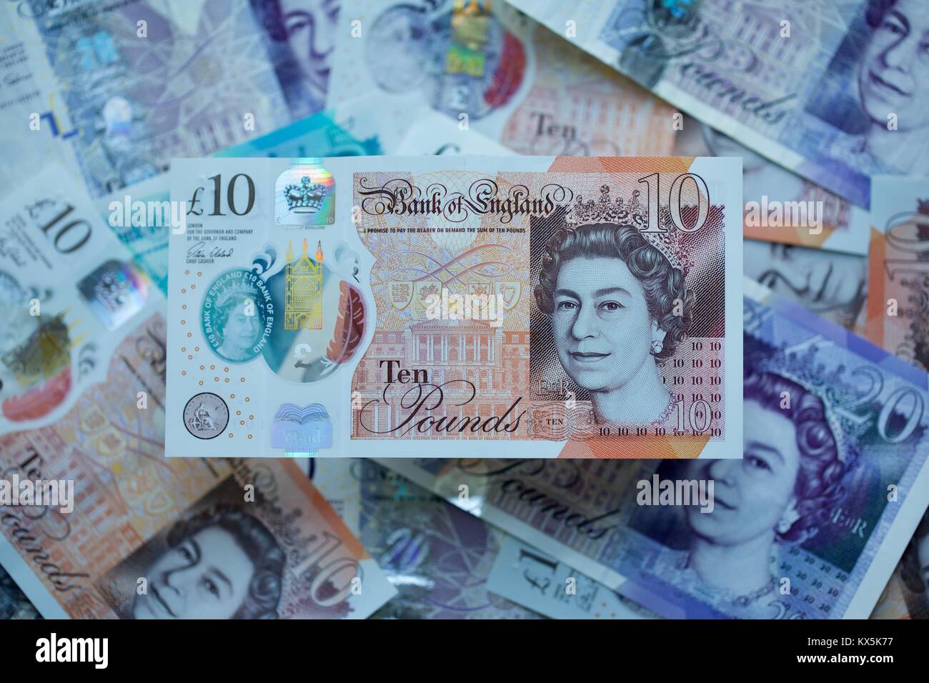 The new 2017 Bank of  England new ten pound note, featuring Jane Austen Stock Photo