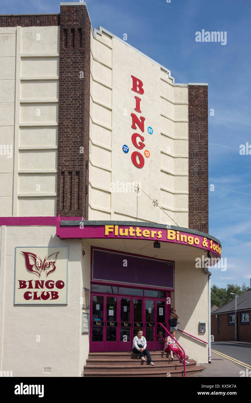 Art Deco Flutters Bingo & Social Club, Station Road, Biggleswade, Bedfordshire, England, United Kingdom Stock Photo