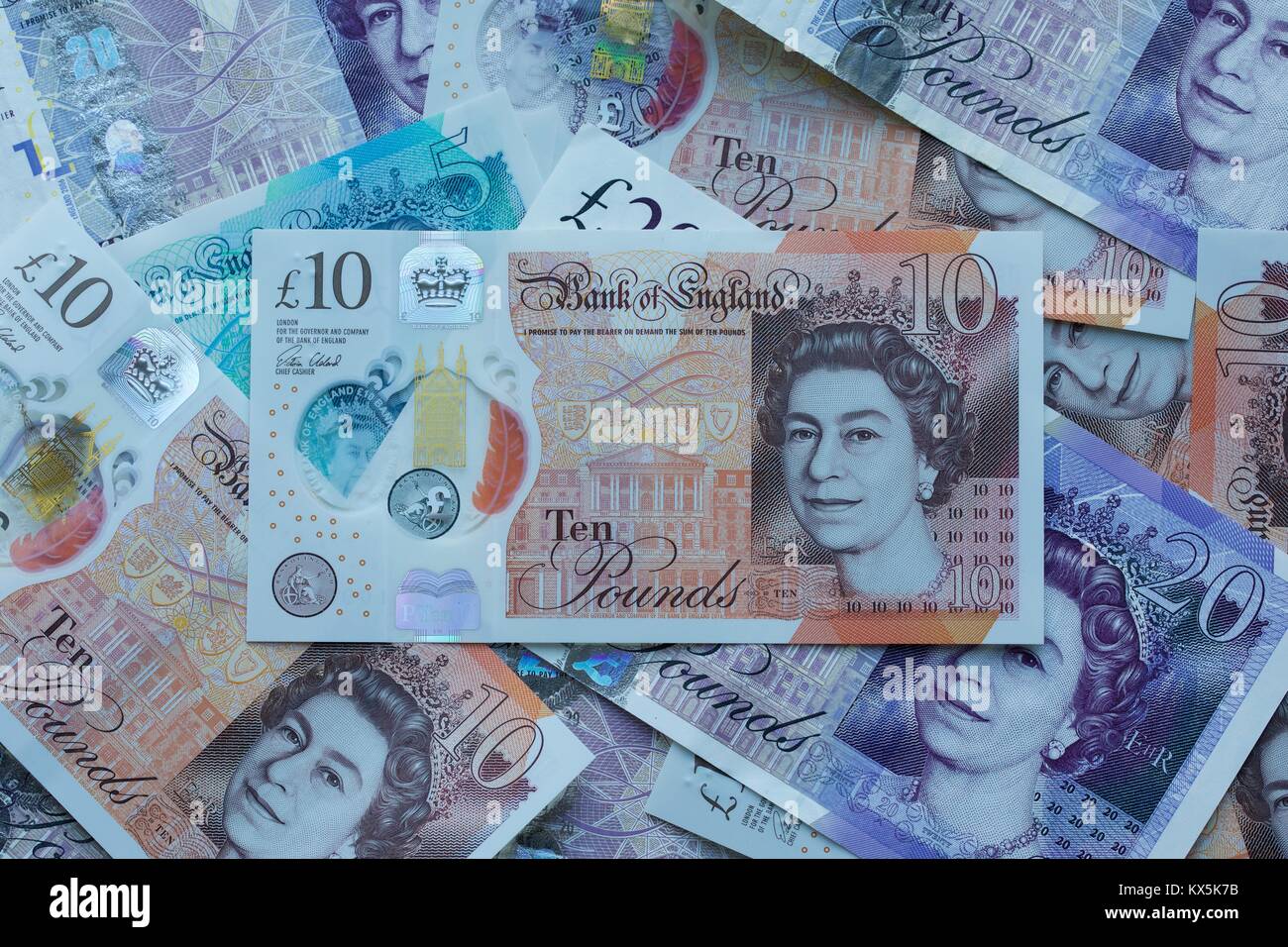 The new 2017 Bank of  England new ten pound note, featuring Jane Austen Stock Photo