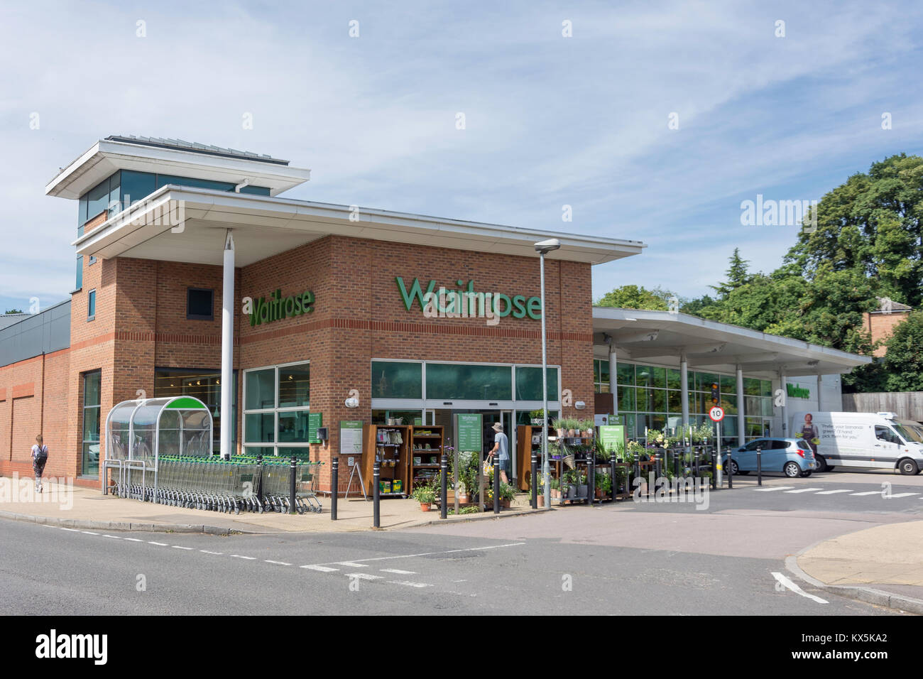 Entrance to Waitrose Supermarket, Bedford Street, Ampthill, Bedfordshire, England, United Kingdom Stock Photo