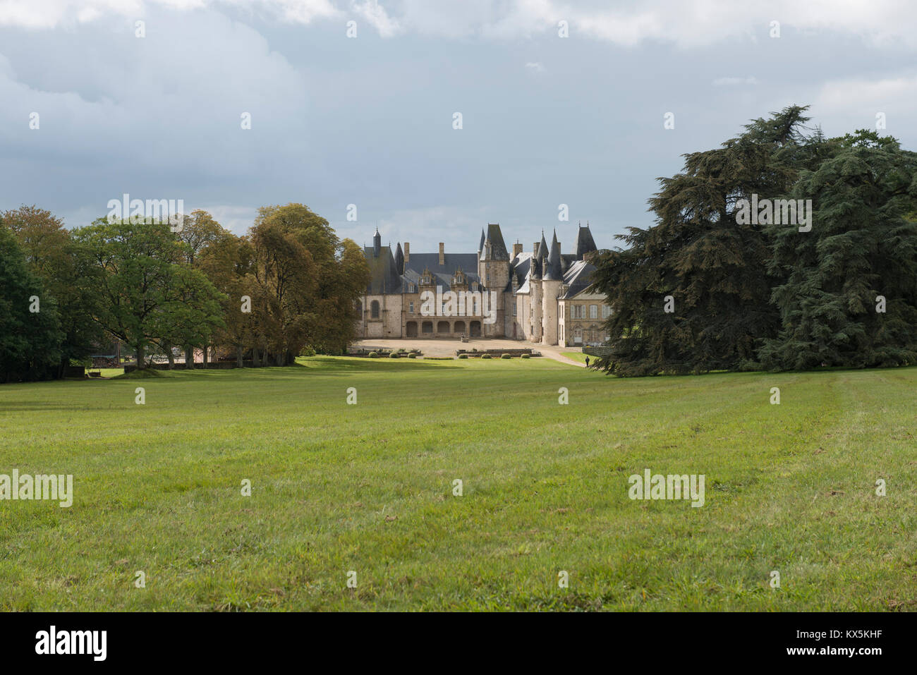 The Chateau du Rocher in the town of Mezangers in the Mayenne region of France. Stock Photo