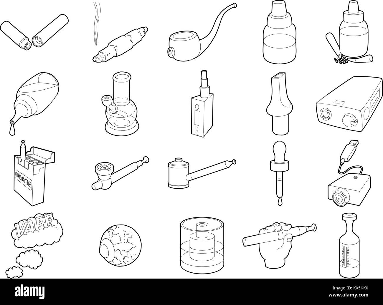 Smoking icon set, outline style Stock Vector Image & Art - Alamy