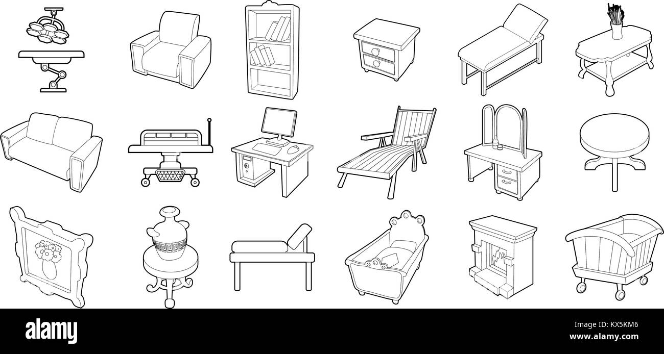 Furniture icon set, outline style Stock Vector Image & Art - Alamy