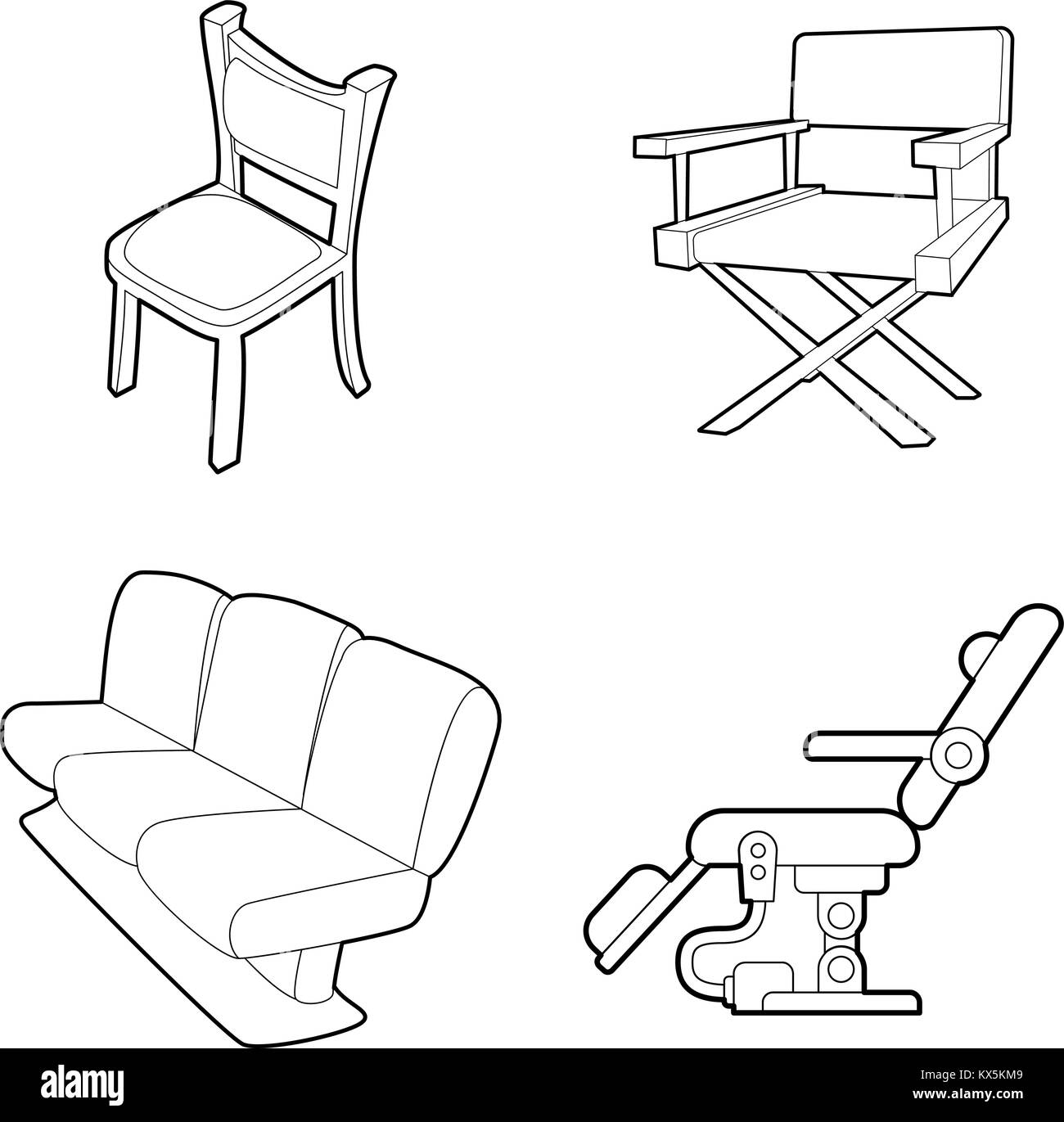 Chair icon set, outline style Stock Vector Image & Art - Alamy