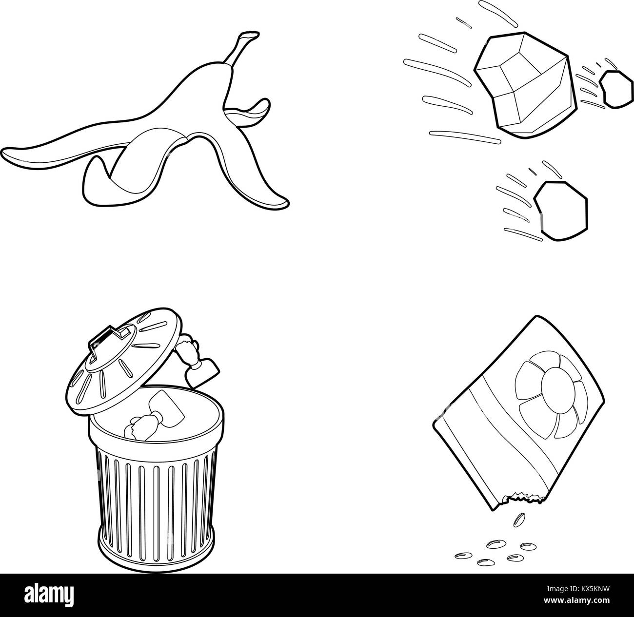 Garbage icon set, outline style Stock Vector Image & Art - Alamy