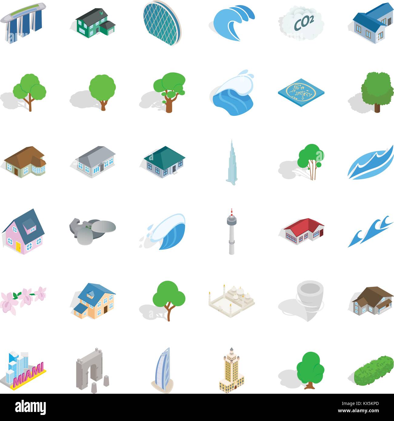 Landscape element icons set, isometric style Stock Vector Image & Art ...