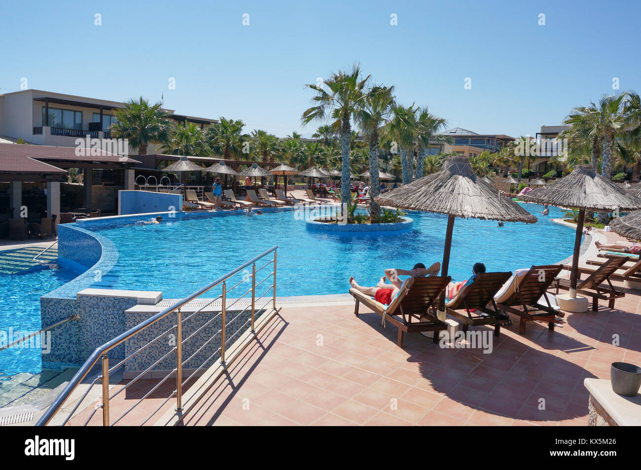 Stella Palace premium seafront resort on a Greek island of Crete. Stock Photo