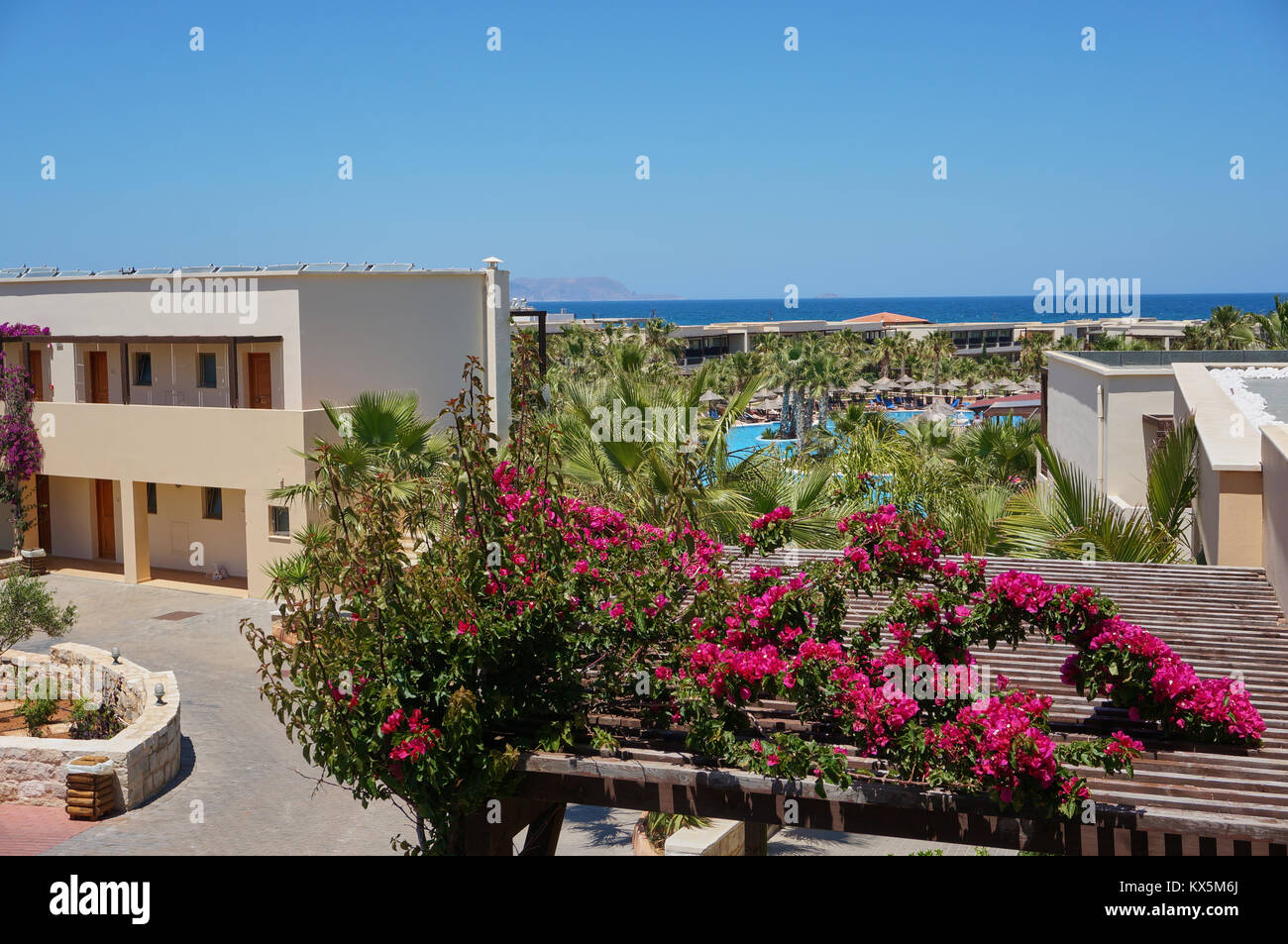 Stella Palace premium seafront resort on a Greek island of Crete. Stock Photo