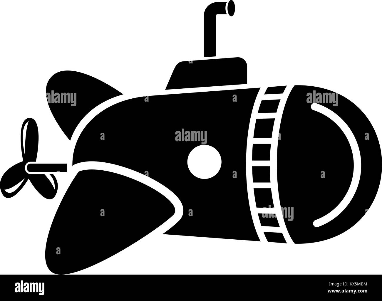 Submarine with round nose icon, simple style. Stock Vector