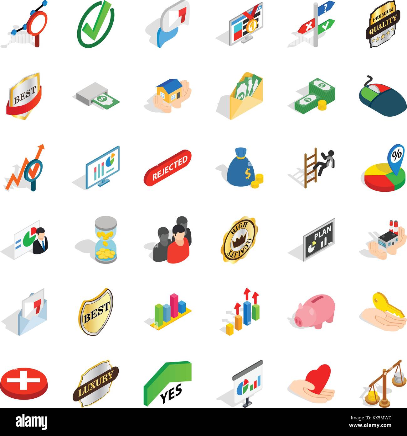 Approved icons set, isometric style Stock Vector Image & Art - Alamy