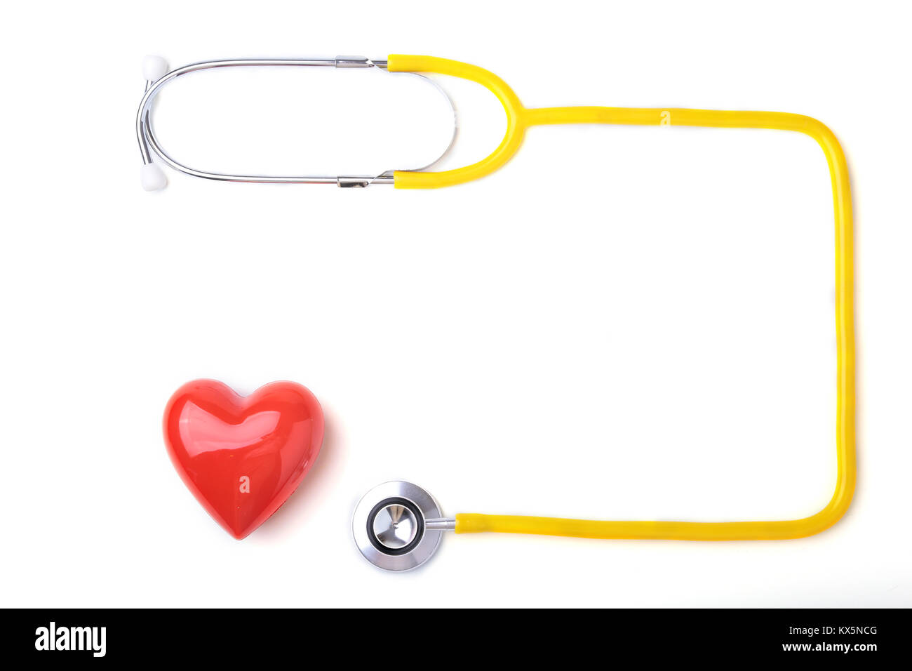 Red heart and a stethoscope on white background Stock Photo - Alamy