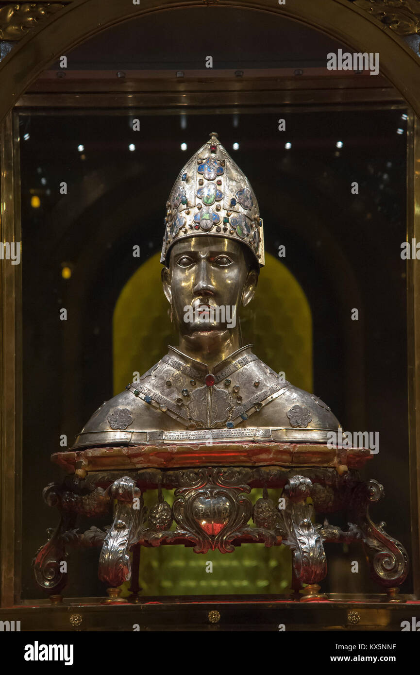 Reliquiary bust of Saint Donatus in Romanesque Chiesa di Santa Maria della Pieve in Historic