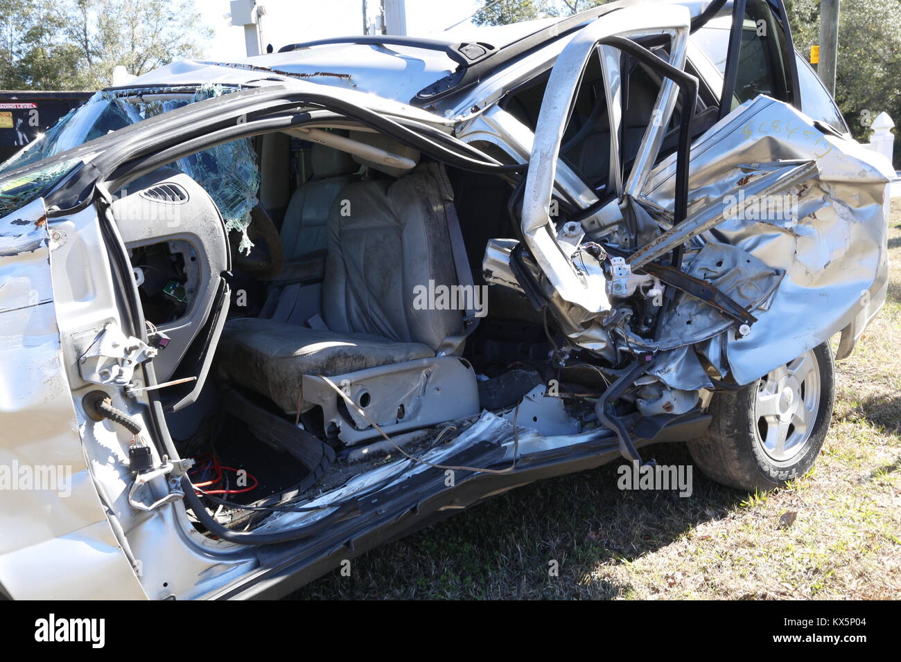Automobile after a fatal car crash Stock Photo