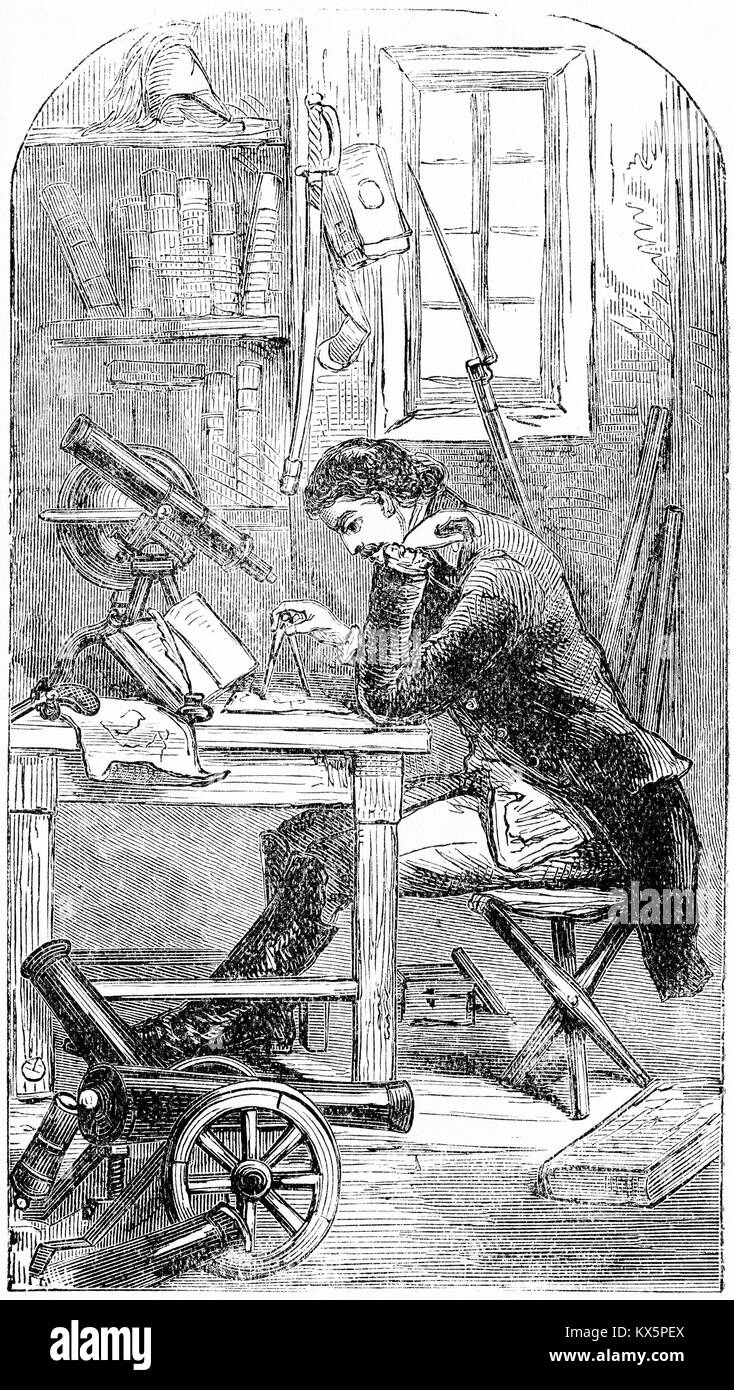 Engraving of Louis Napoleon in his study Stock Photo