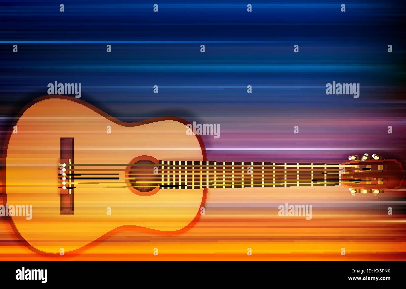 abstract blur music background with acoustic guitar Stock Vector Image