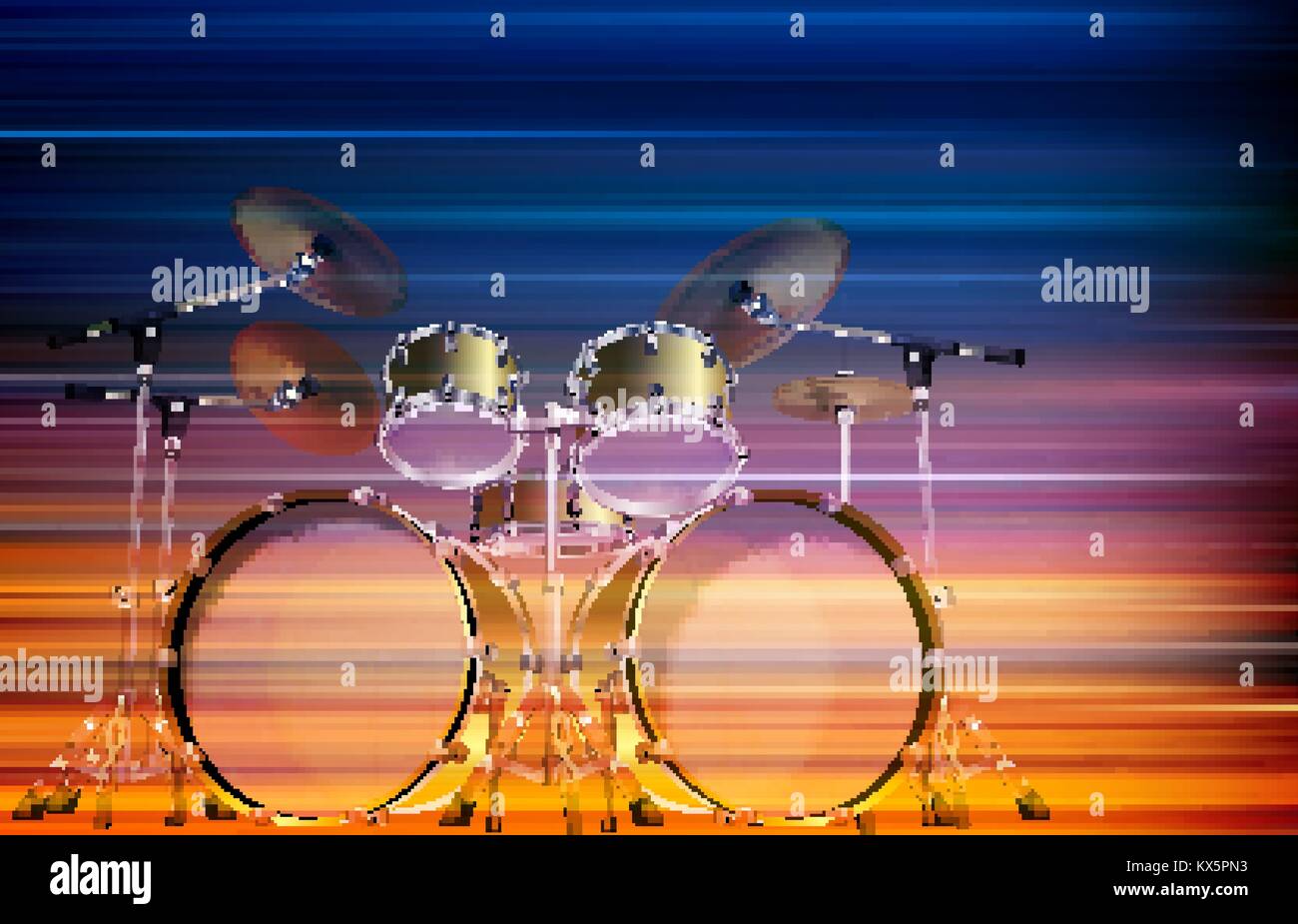 abstract blur music background with drum kit Stock Vector