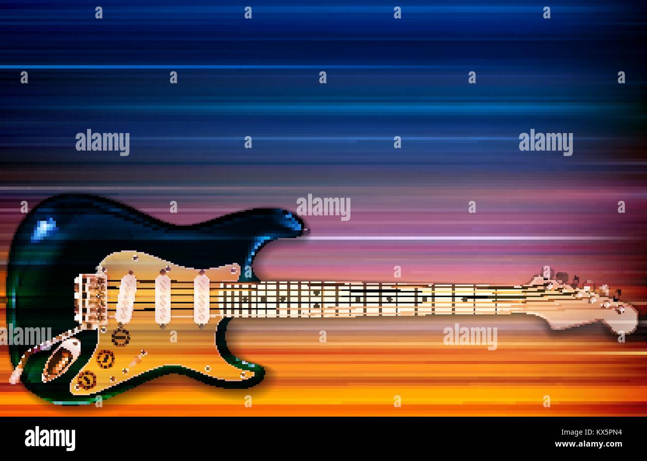 abstract blur music background with electric guitar Stock Vector Image