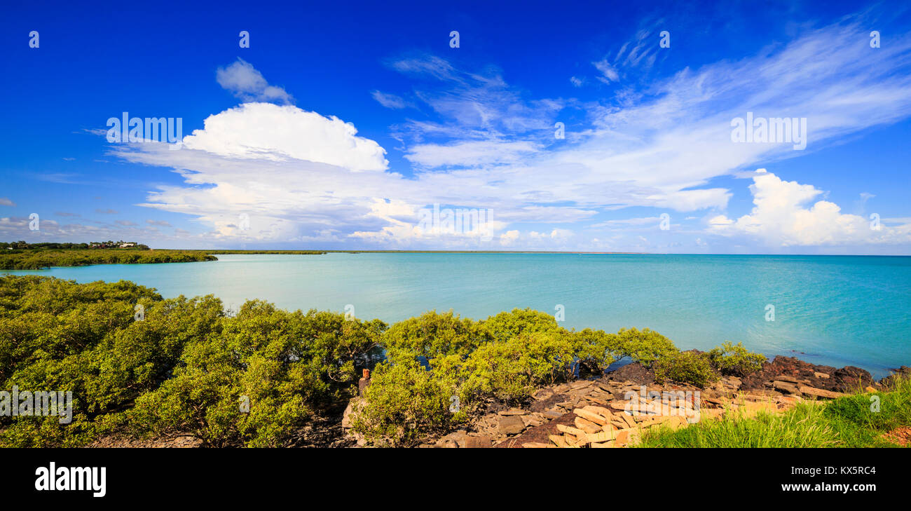 Storm clouds forming over the mangroves of Roebuck Bay. Broome, Western Australia Stock Photo