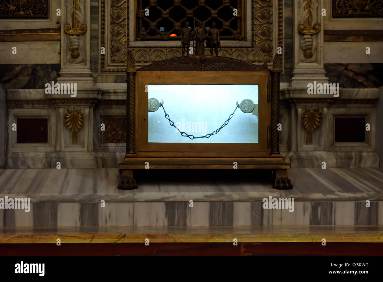 The prison chains of St. Paul Apostle. The Papal Basilica of St. Paul