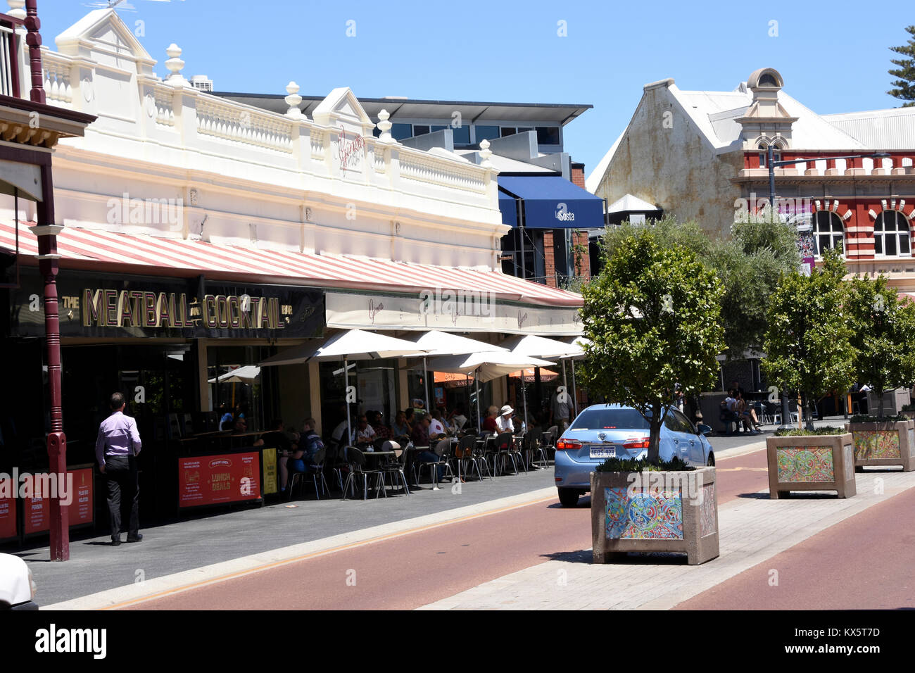 Meatball and Cocktail Bar and Part of the main street of Freemantle Stock Photo