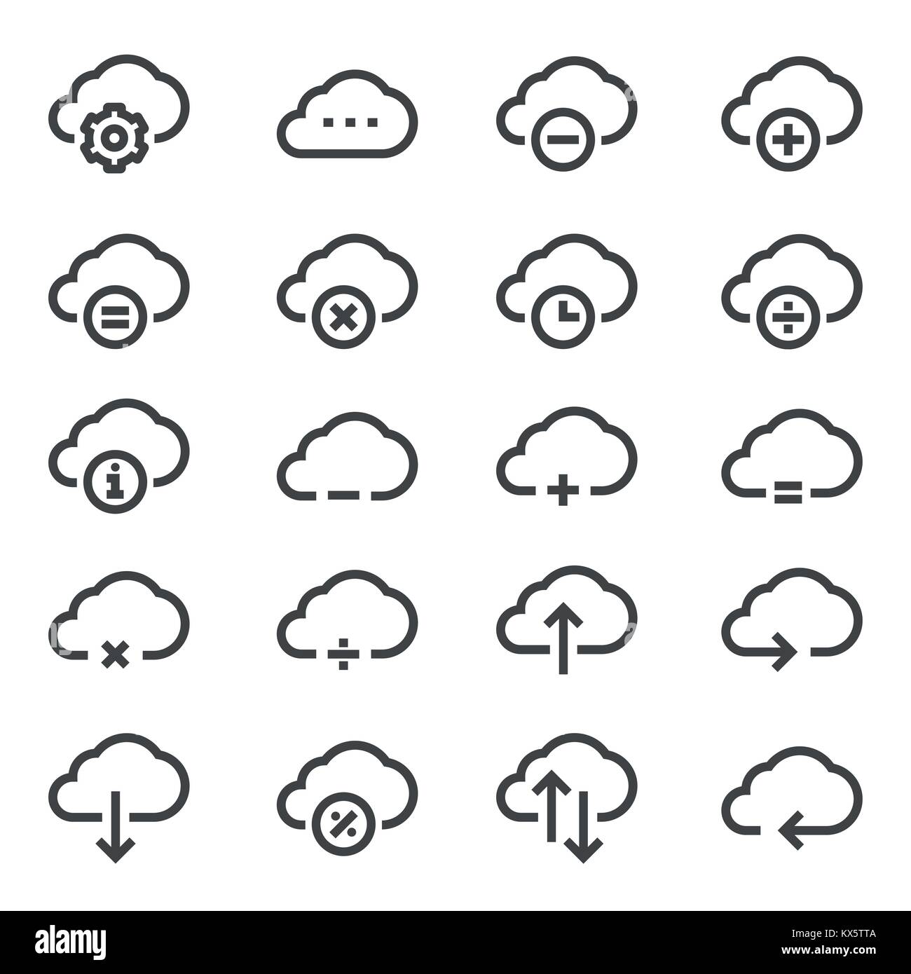 Computer cloud related line icons. Vector icon set Stock Vector Image ...