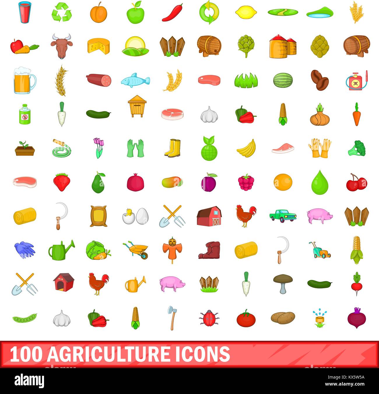 100 agriculture icons set, cartoon style Stock Vector Image & Art - Alamy