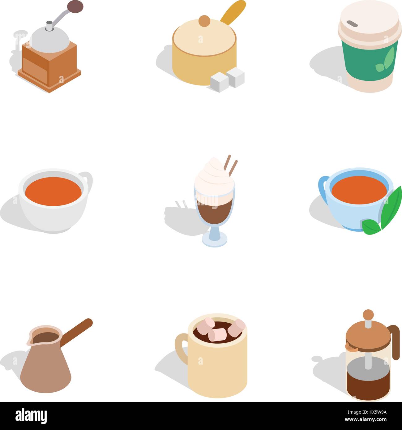 Tea and coffee icons, isometric 3d style Stock Vector Image & Art - Alamy
