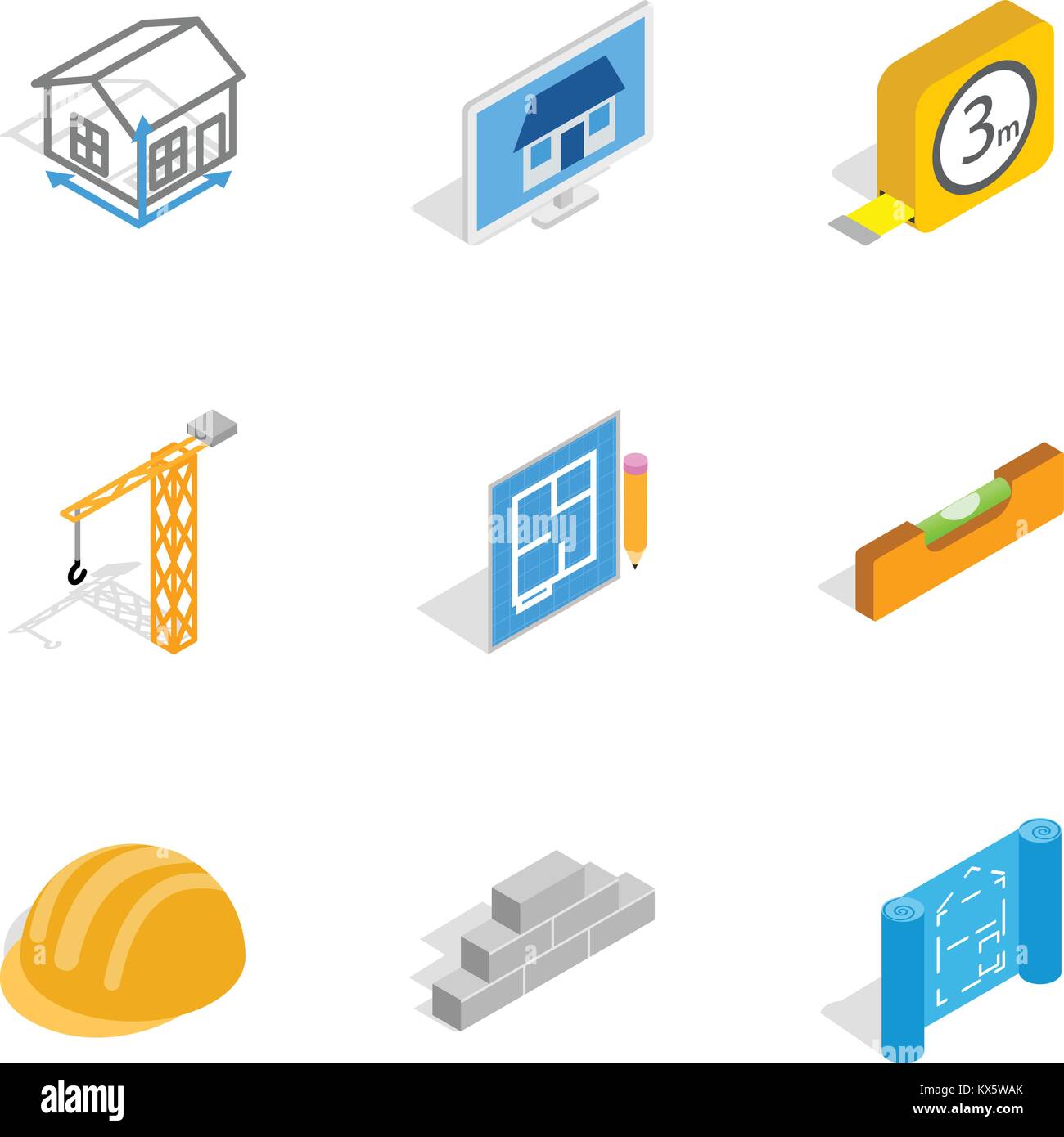 Construction icons, isometric 3d style Stock Vector Image & Art - Alamy