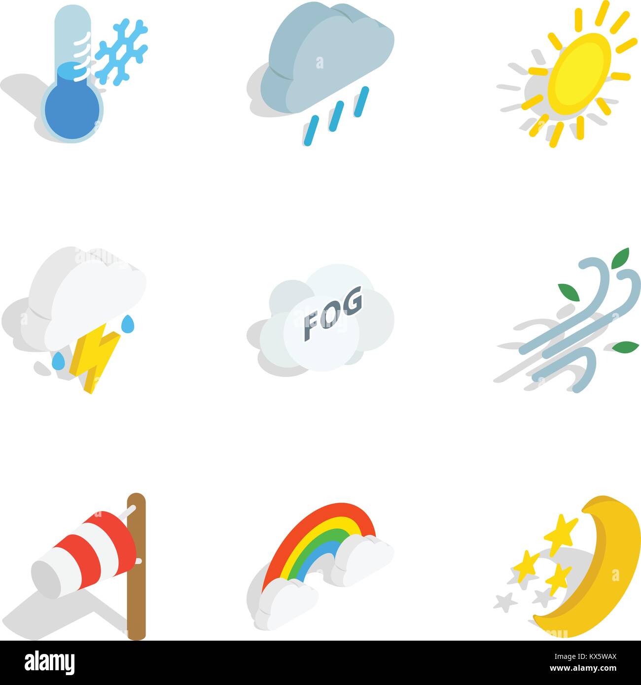 Weather forecast icons, isometric 3d style Stock Vector Image & Art - Alamy