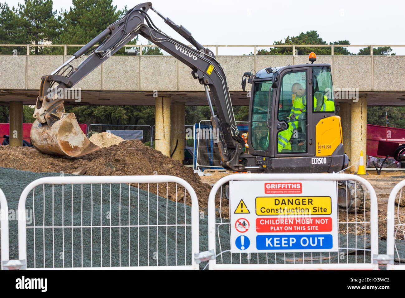 Renovations and resurfacing work at Pier Approach, Bournemouth, Dorset UK in January Stock Photo