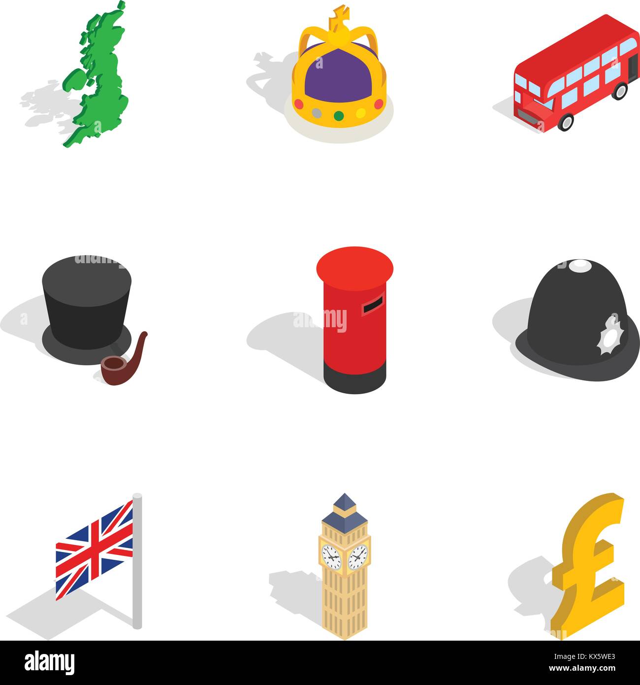 London city elements icons, isometric 3d style Stock Vector Image & Art ...