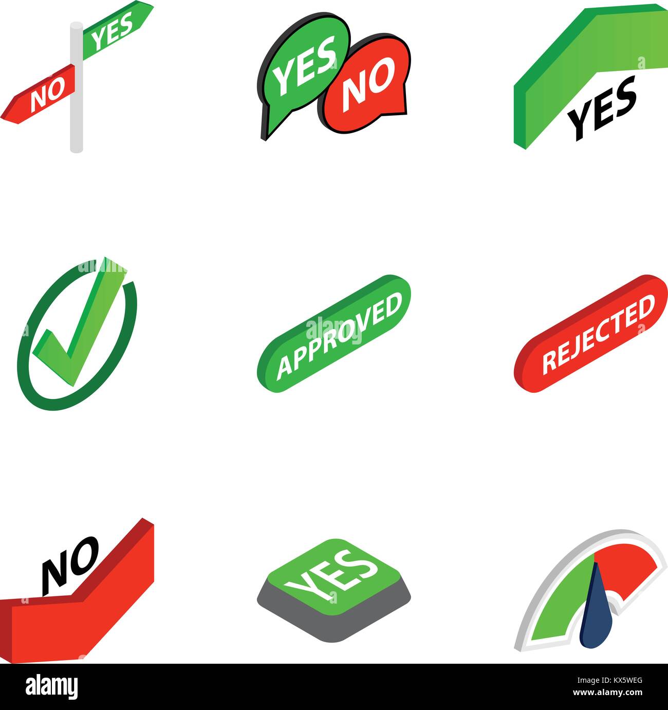 Correct and incorrect icons, isometric 3d style Stock Vector Image ...