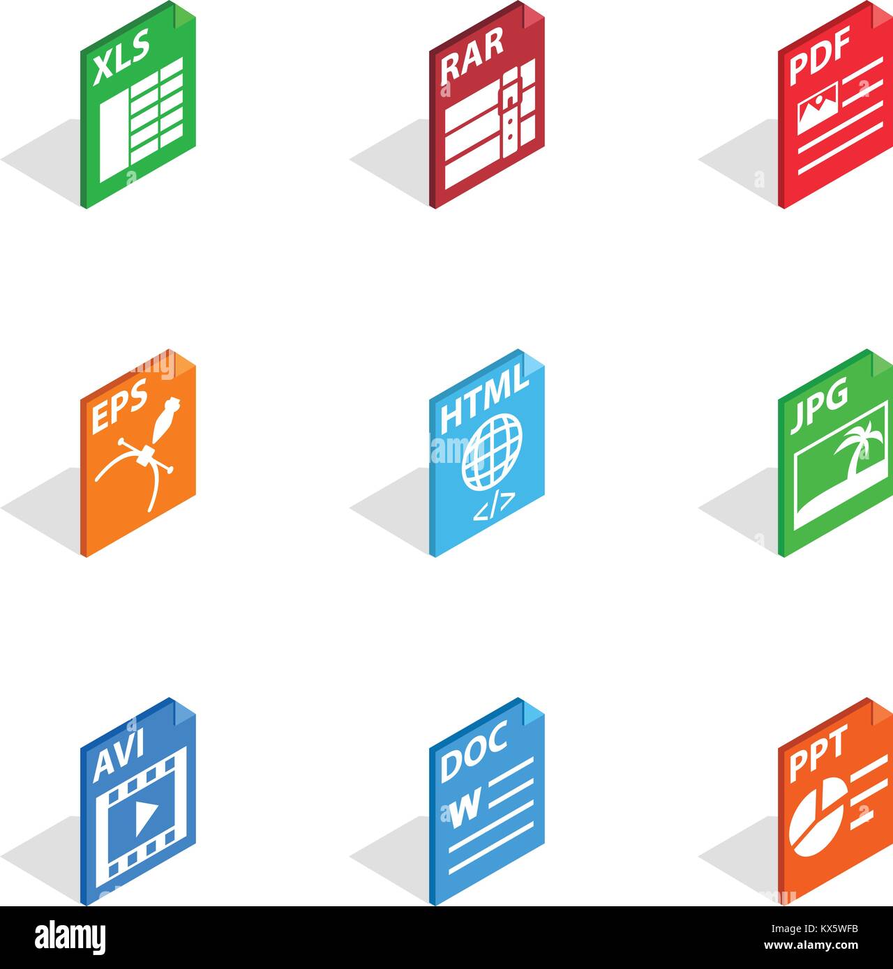 Document file format icons, isometric 3d style Stock Vector Image & Art ...
