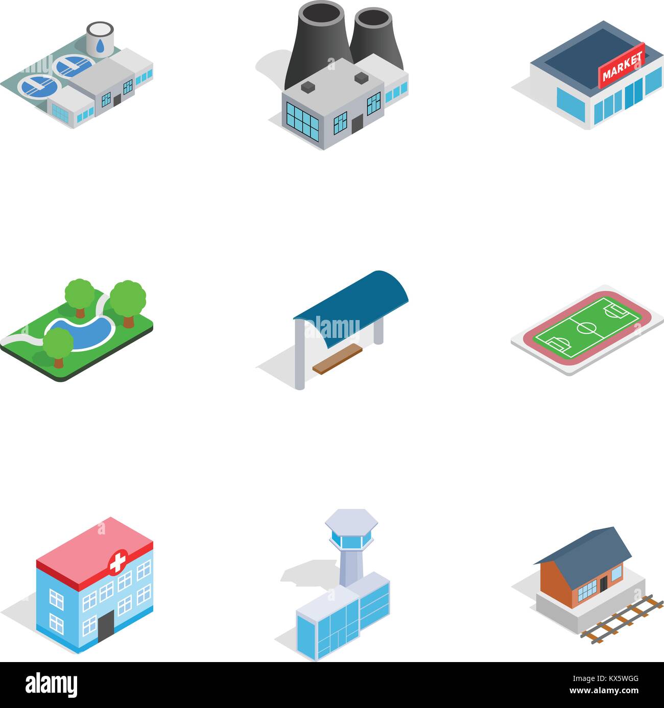 Cityscape icons, isometric 3d style Stock Vector Image & Art - Alamy