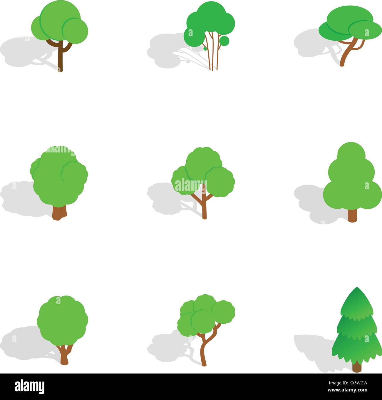 Green tree icons, isometric 3d style Stock Vector Image & Art - Alamy