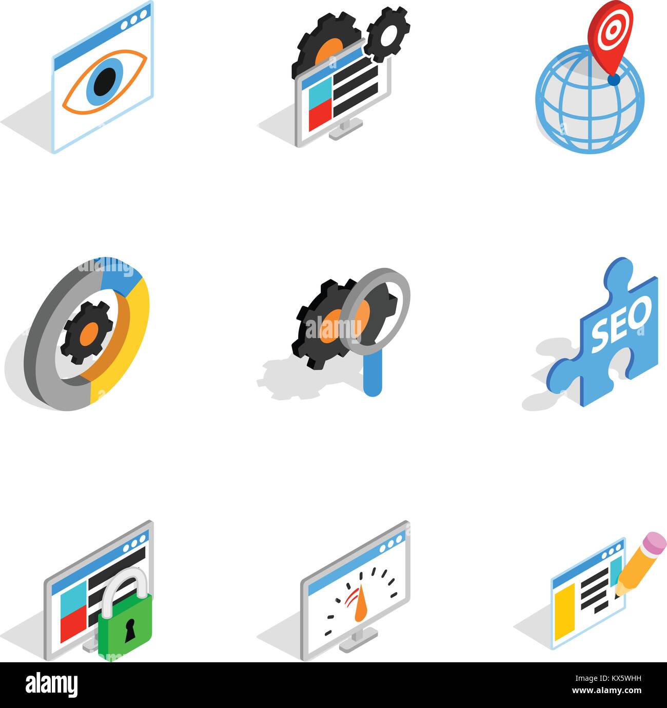 Web marketing icons, isometric 3d style Stock Vector Image & Art - Alamy