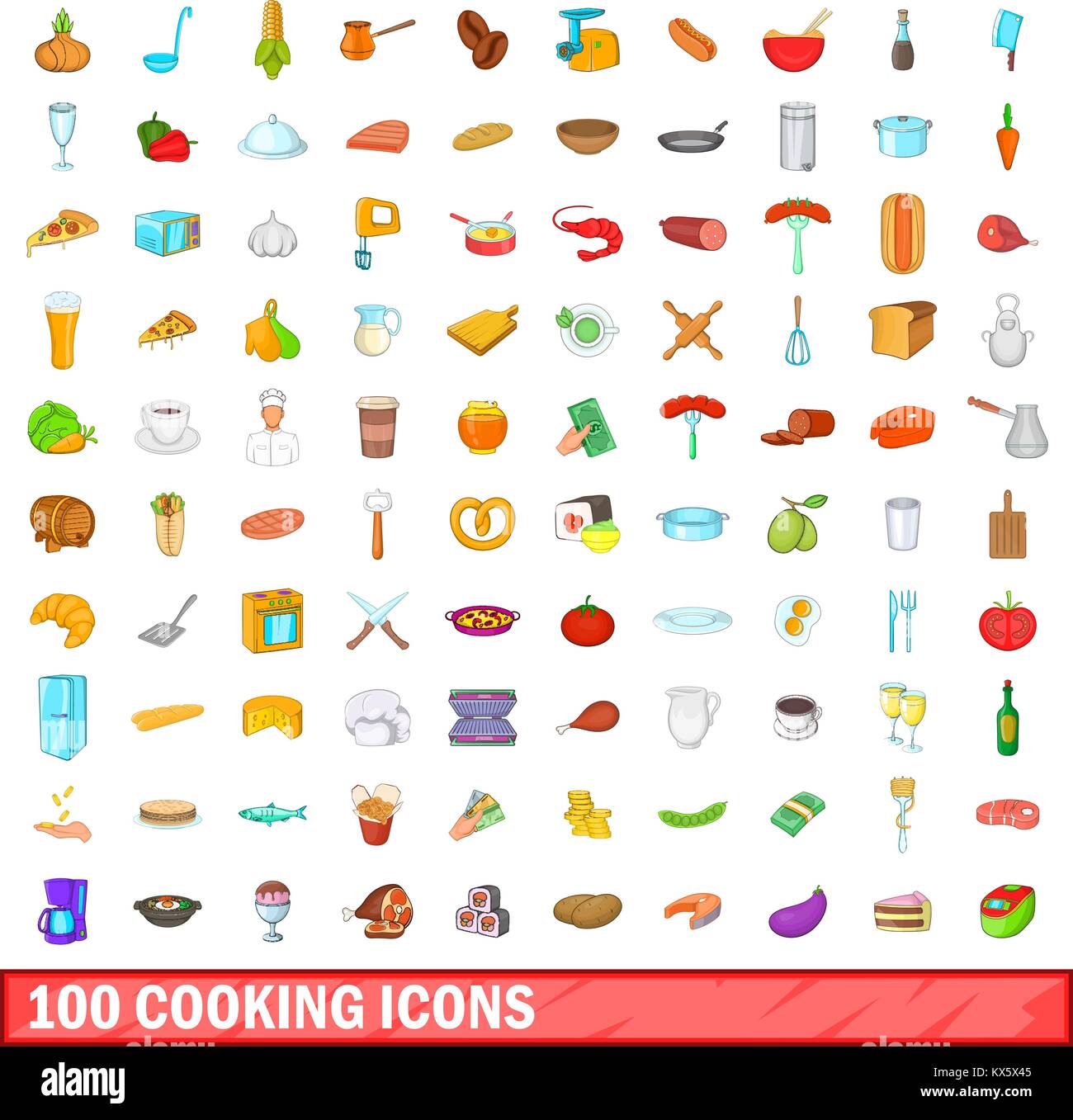 100 cooking icons set, cartoon style Stock Vector Image & Art - Alamy