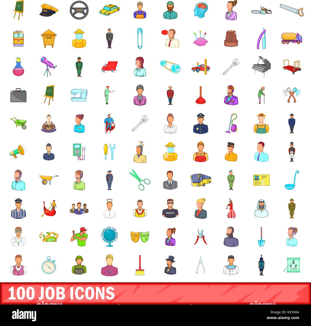 100 job icons set, cartoon style Stock Vector Image & Art - Alamy
