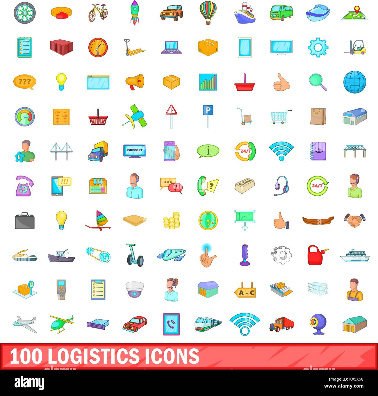 100 logistics icons set, cartoon style Stock Vector Image & Art - Alamy