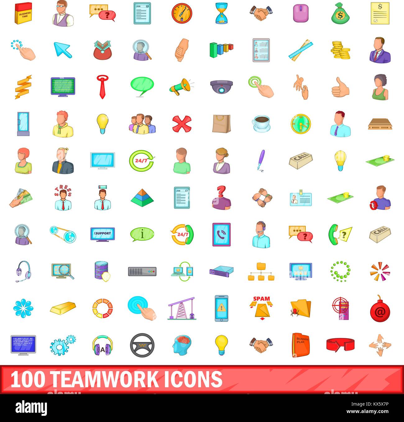 100 teamwork icons set, cartoon style Stock Vector Image & Art - Alamy
